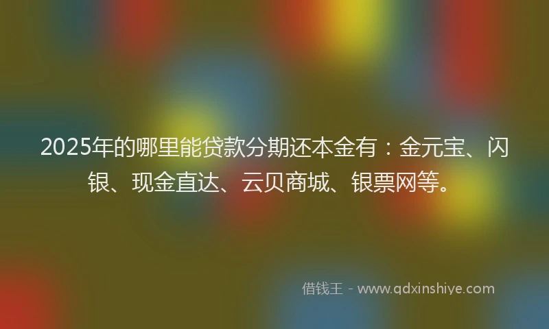 2025年的哪里能贷款分期还本金有：金元宝、闪银、现金直达、云贝商城、银票网等。
