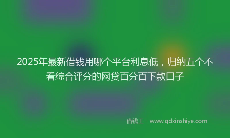 2025年最新借钱用哪个平台利息低，归纳五个不看综合评分的网贷百分百下款口子