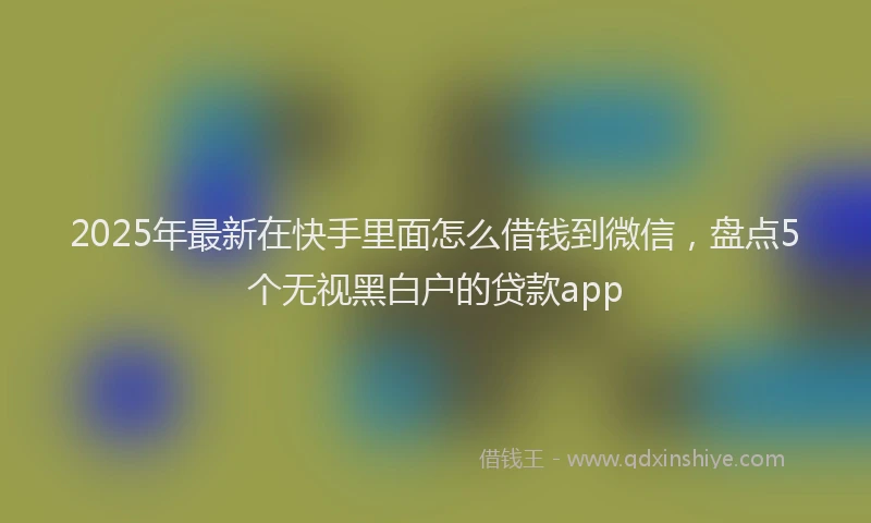 2025年最新在快手里面怎么借钱到微信，盘点5个无视黑白户的贷款app