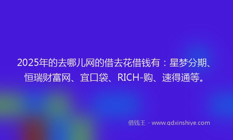2025年的去哪儿网的借去花借钱有：星梦分期、恒瑞财富网、宜口袋、RICH-购、速得通等。