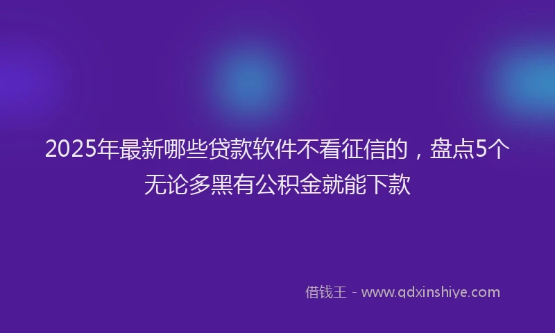 2025年最新哪些贷款软件不看征信的，盘点5个无论多黑有公积金就能下款