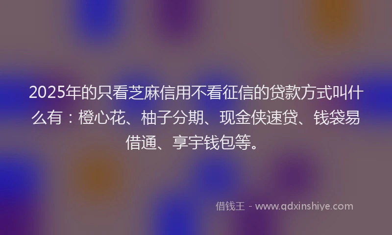 2025年的只看芝麻信用不看征信的贷款方式叫什么有：橙心花、柚子分期、现金侠速贷、钱袋易借通、享宇钱包等。