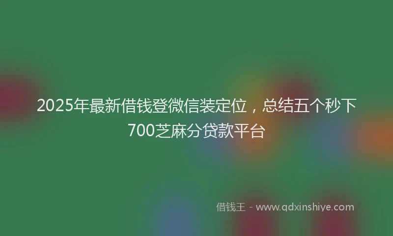 2025年最新借钱登微信装定位，总结五个秒下700芝麻分贷款平台
