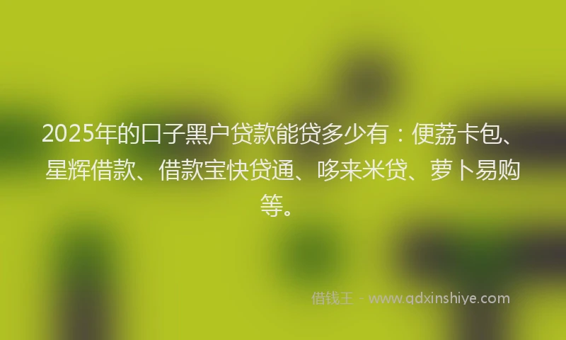 2025年的口子黑户贷款能贷多少有：便荔卡包、星辉借款、借款宝快贷通、哆来米贷、萝卜易购等。