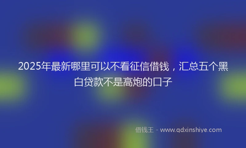 2025年最新哪里可以不看征信借钱，汇总五个黑白贷款不是高炮的口子