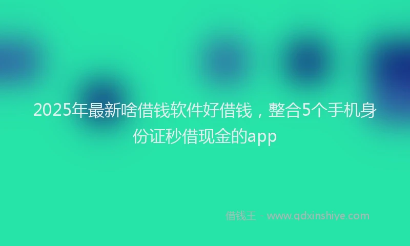 2025年最新啥借钱软件好借钱，整合5个手机身份证秒借现金的app