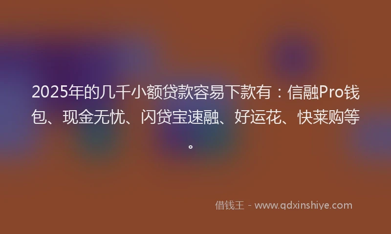 2025年的几千小额贷款容易下款有：信融Pro钱包、现金无忧、闪贷宝速融、好运花、快莱购等。