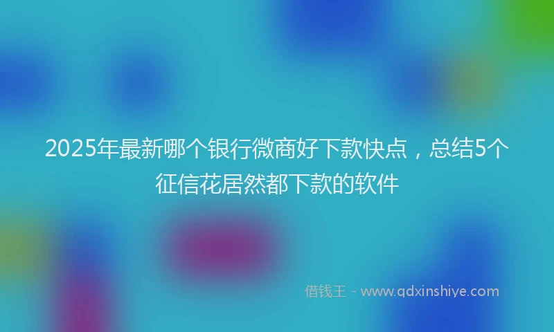 2025年最新哪个银行微商好下款快点，总结5个征信花居然都下款的软件