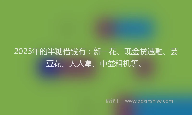 2025年的半糖借钱有：新一花、现金贷速融、芸豆花、人人拿、中益租机等。