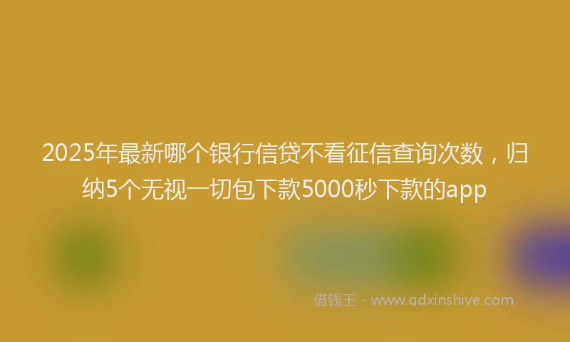 2025年最新哪个银行信贷不看征信查询次数，归纳5个无视一切包下款5000秒下款的app