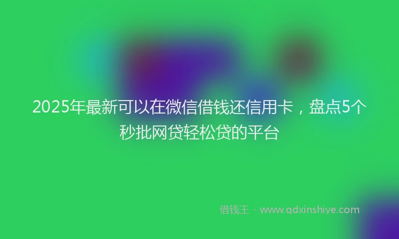 2025年最新可以在微信借钱还信用卡，盘点5个秒批网贷轻松贷的平台