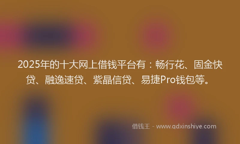 2025年的十大网上借钱平台有：畅行花、固金快贷、融逸速贷、紫晶信贷、易捷Pro钱包等。