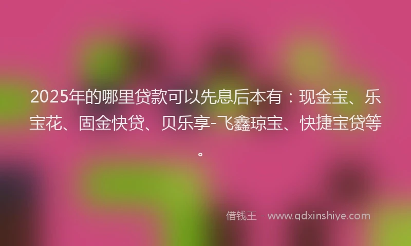 2025年的哪里贷款可以先息后本有：现金宝、乐宝花、固金快贷、贝乐享-飞鑫琼宝、快捷宝贷等。