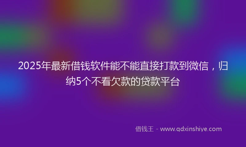 2025年最新借钱软件能不能直接打款到微信，归纳5个不看欠款的贷款平台