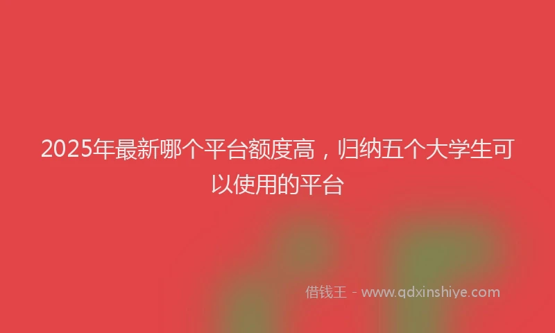 2025年最新哪个平台额度高，归纳五个大学生可以使用的平台