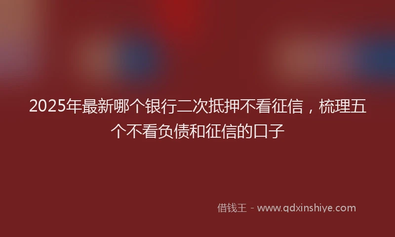 2025年最新哪个银行二次抵押不看征信，梳理五个不看负债和征信的口子