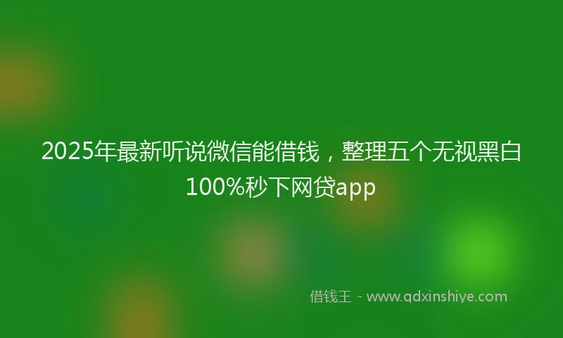 2025年最新听说微信能借钱，整理五个无视黑白100%秒下网贷app