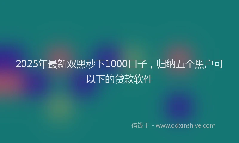 2025年最新双黑秒下1000口子，归纳五个黑户可以下的贷款软件