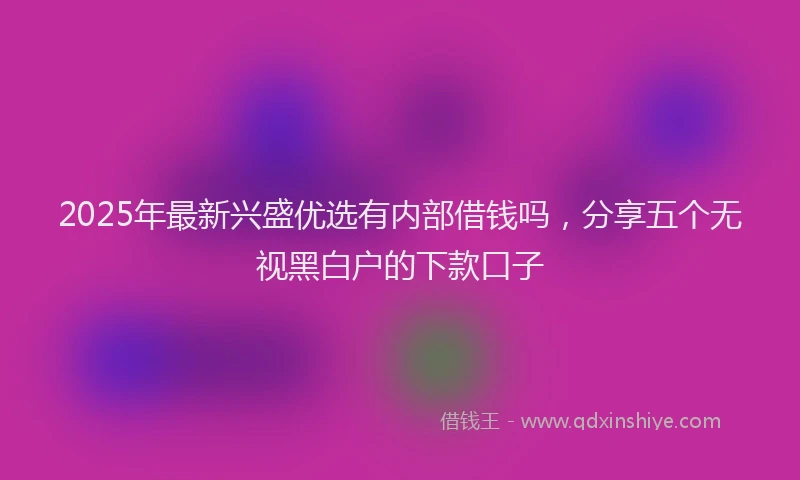 2025年最新兴盛优选有内部借钱吗，分享五个无视黑白户的下款口子