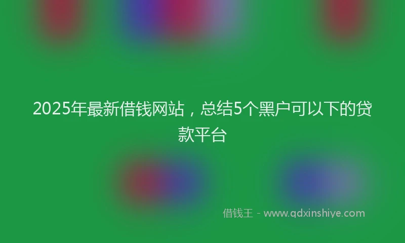 2025年最新借钱网站，总结5个黑户可以下的贷款平台
