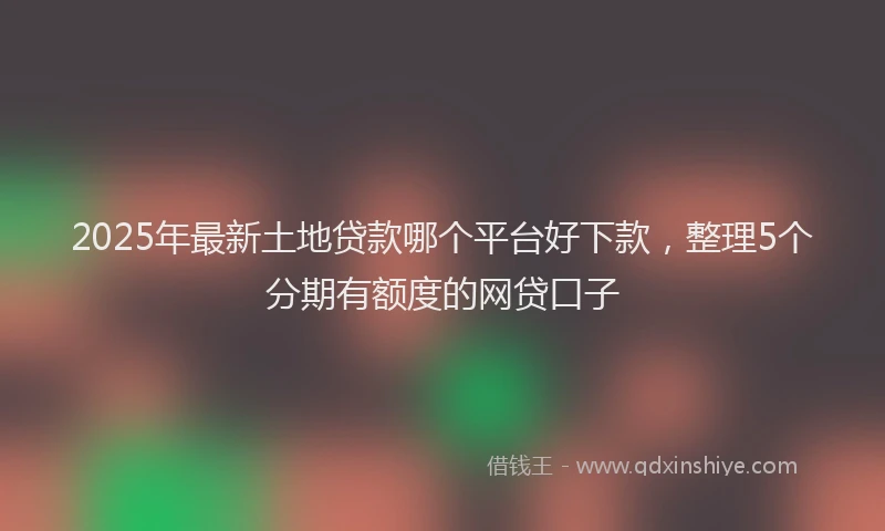 2025年最新土地贷款哪个平台好下款，整理5个分期有额度的网贷口子