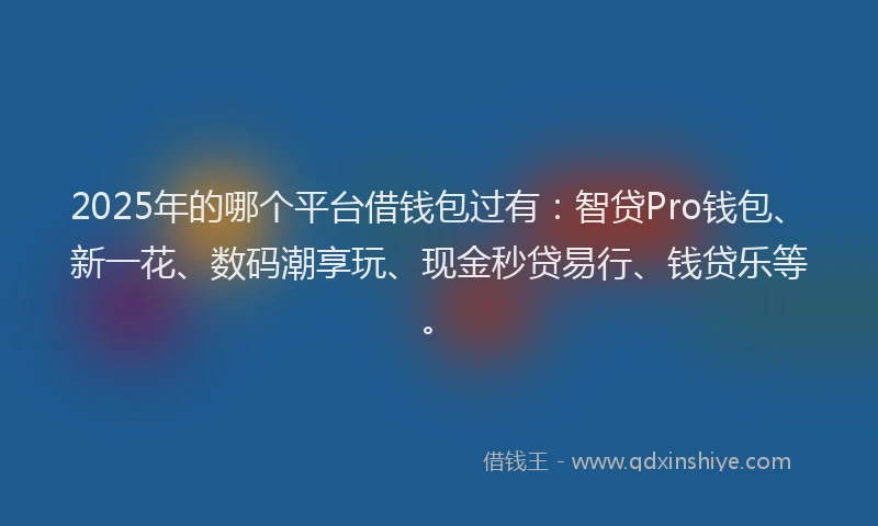 2025年的哪个平台借钱包过有：智贷Pro钱包、新一花、数码潮享玩、现金秒贷易行、钱贷乐等。