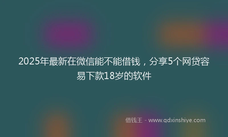 2025年最新在微信能不能借钱，分享5个网贷容易下款18岁的软件