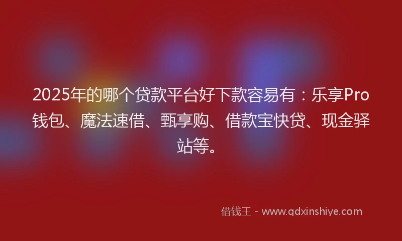 2025年的哪个贷款平台好下款容易有：乐享Pro钱包、魔法速借、甄享购、借款宝快贷、现金驿站等。