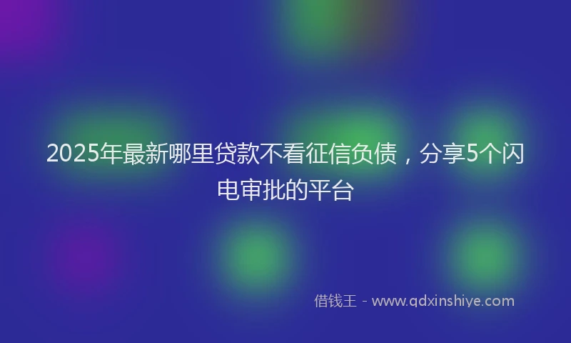 2025年最新哪里贷款不看征信负债，分享5个闪电审批的平台