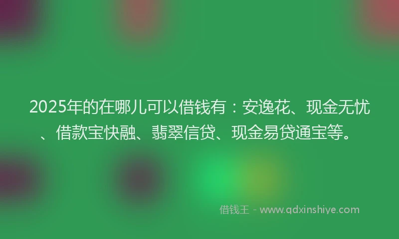 2025年的在哪儿可以借钱有：安逸花、现金无忧、借款宝快融、翡翠信贷、现金易贷通宝等。