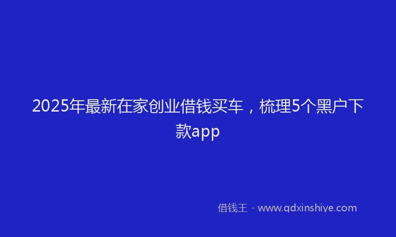 2025年最新在家创业借钱买车，梳理5个黑户下款app