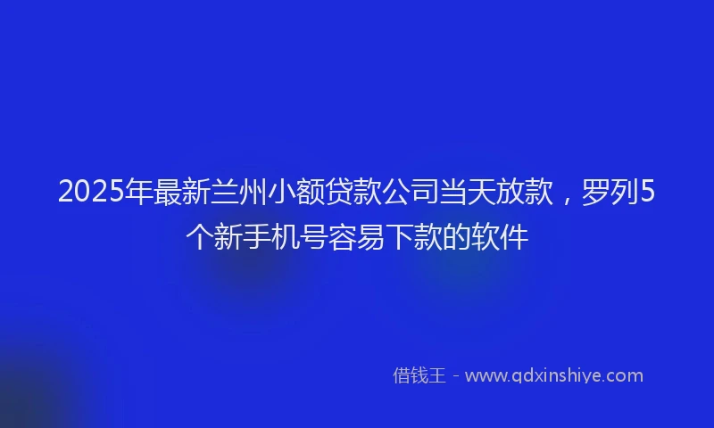 2025年最新兰州小额贷款公司当天放款，罗列5个新手机号容易下款的软件