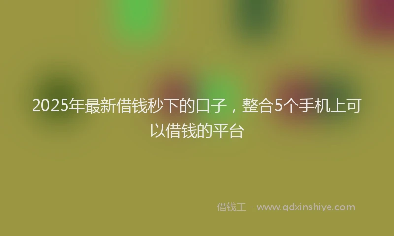 2025年最新借钱秒下的口子，整合5个手机上可以借钱的平台