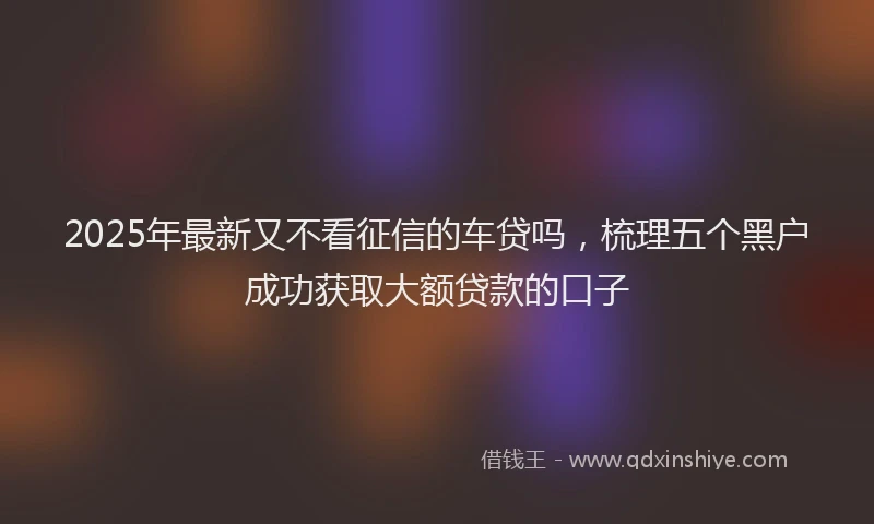 2025年最新又不看征信的车贷吗，梳理五个黑户成功获取大额贷款的口子