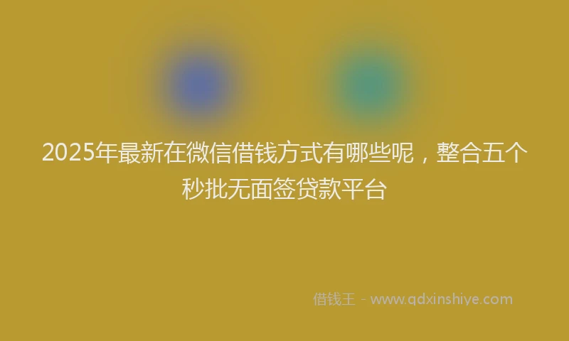 2025年最新在微信借钱方式有哪些呢，整合五个秒批无面签贷款平台