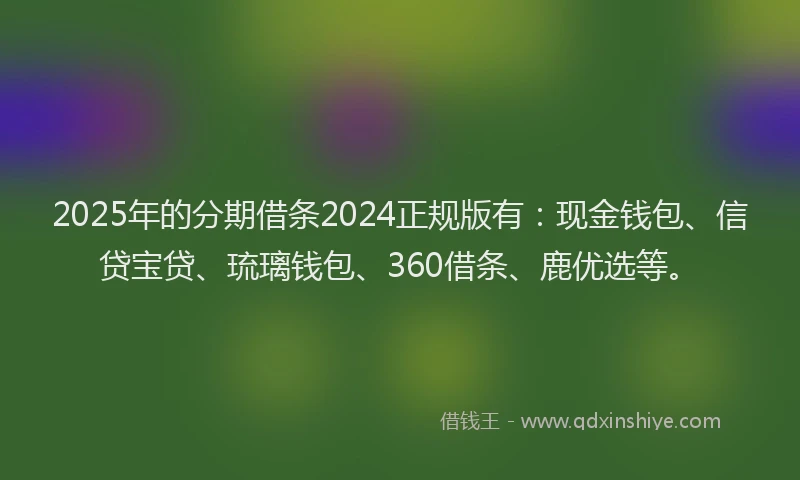 2025年的分期借条2024正规版有：现金钱包、信贷宝贷、琉璃钱包、360借条、鹿优选等。