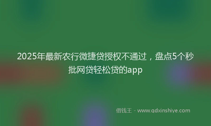 2025年最新农行微捷贷授权不通过，盘点5个秒批网贷轻松贷的app