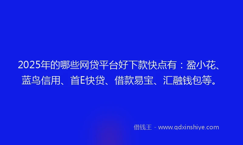 2025年的哪些网贷平台好下款快点有：盈小花、蓝鸟信用、首E快贷、借款易宝、汇融钱包等。
