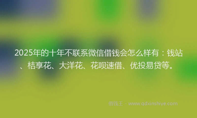 2025年的十年不联系微信借钱会怎么样有：钱站、桔享花、大洋花、花呗速借、优投易贷等。