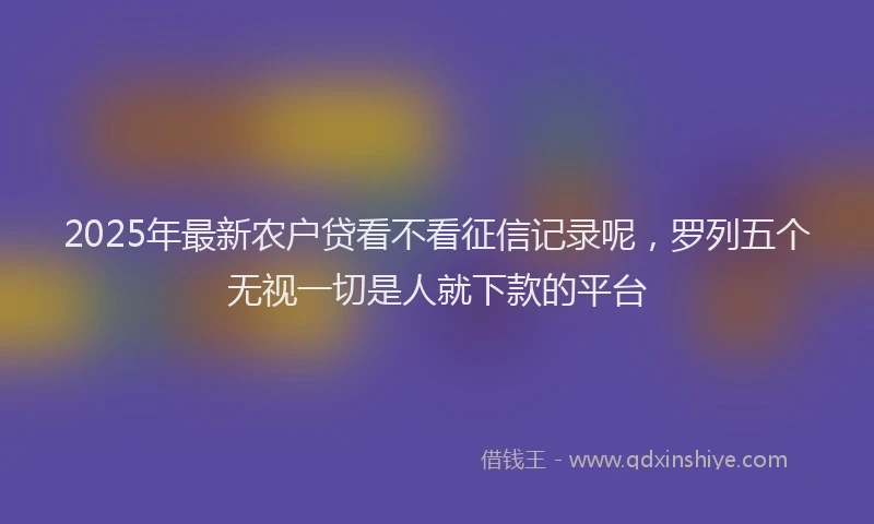 2025年最新农户贷看不看征信记录呢，罗列五个无视一切是人就下款的平台
