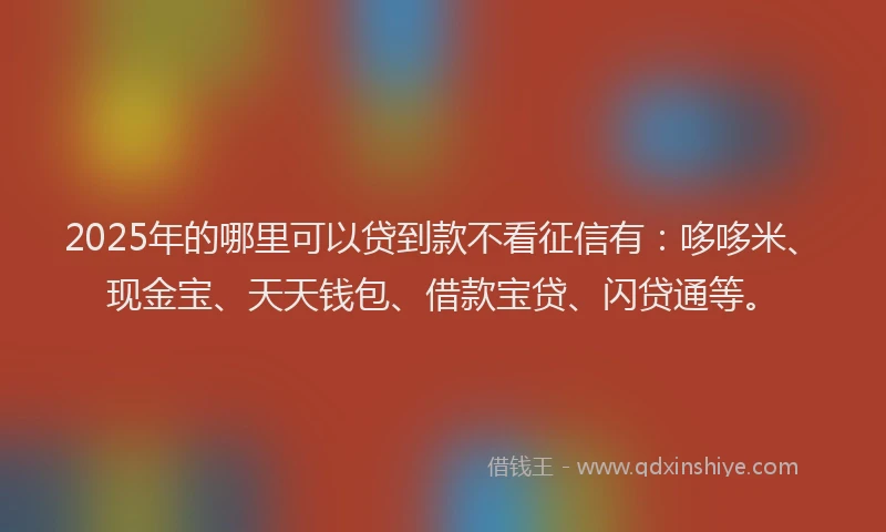 2025年的哪里可以贷到款不看征信有：哆哆米、现金宝、天天钱包、借款宝贷、闪贷通等。