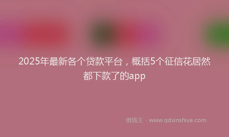 2025年最新各个贷款平台，概括5个征信花居然都下款了的app