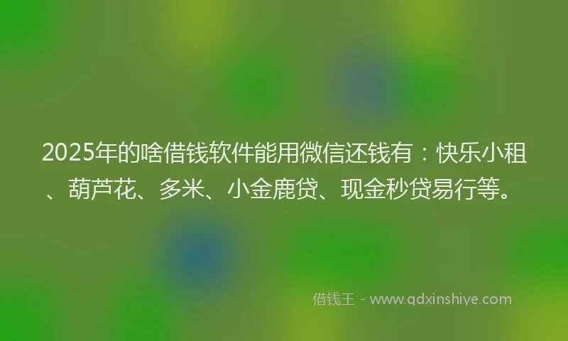 2025年的啥借钱软件能用微信还钱有：快乐小租、葫芦花、多米、小金鹿贷、现金秒贷易行等。