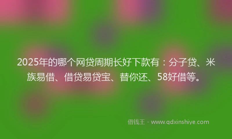 2025年的哪个网贷周期长好下款有：分子贷、米族易借、借贷易贷宝、替你还、58好借等。