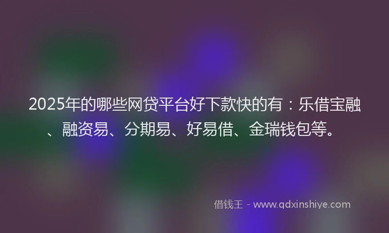 2025年的哪些网贷平台好下款快的有：乐借宝融、融资易、分期易、好易借、金瑞钱包等。