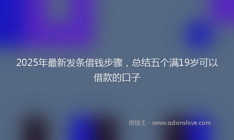 2025年最新发条借钱步骤，总结五个满19岁可以借款的口子