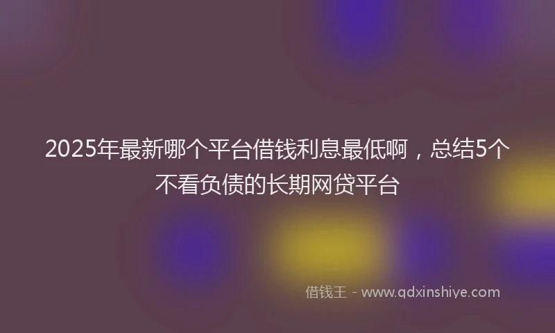 2025年最新哪个平台借钱利息最低啊，总结5个不看负债的长期网贷平台