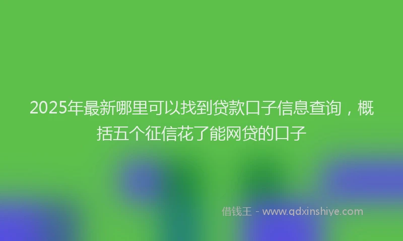 2025年最新哪里可以找到贷款口子信息查询，概括五个征信花了能网贷的口子