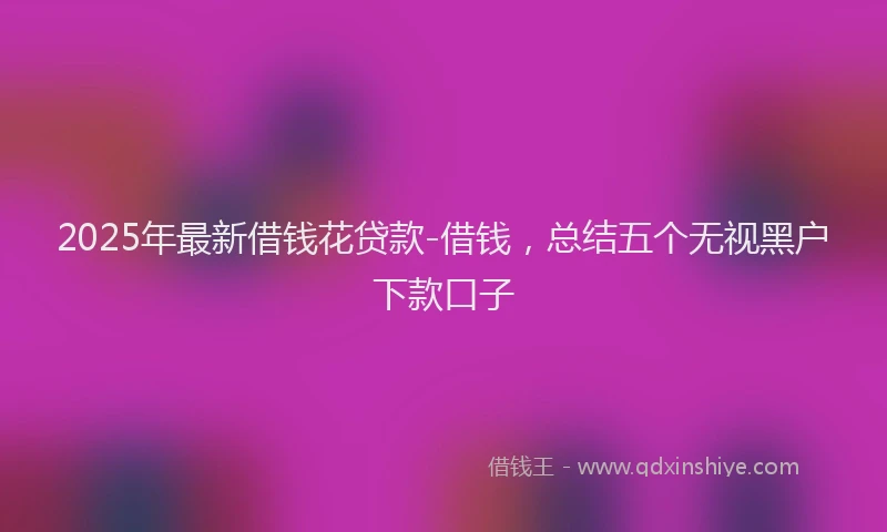 2025年最新借钱花贷款-借钱，总结五个无视黑户下款口子