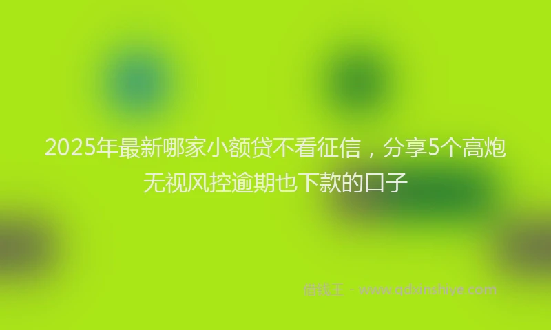 2025年最新哪家小额贷不看征信，分享5个高炮无视风控逾期也下款的口子